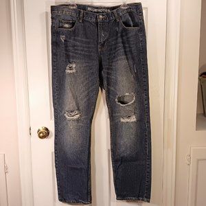 Bluenotes Distressed Blue Slim Jeans Men's Tall Size 38 Long Inseam 32